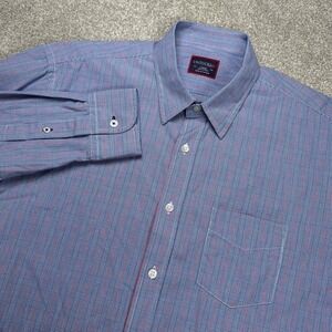 UNTUCKit Shirt Mens Large Button Up Blue Red Plaid Long Sleeve Cotton Gingham‎